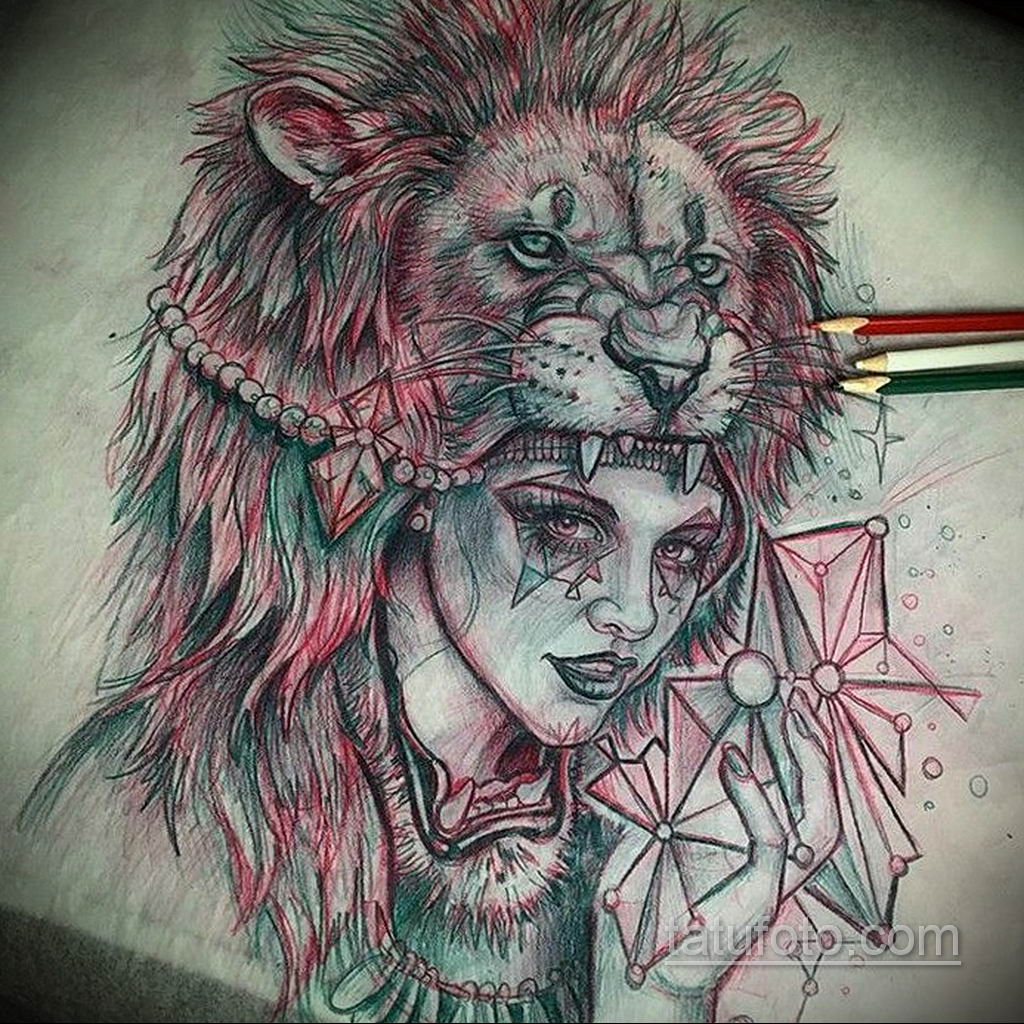 női oroszlán tetoválások vázlatai -