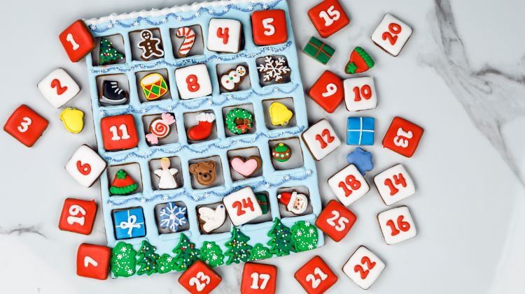 jedlé dvere adventného kalendára prekvapenie rám pestrofarebný ozdoba recept recept