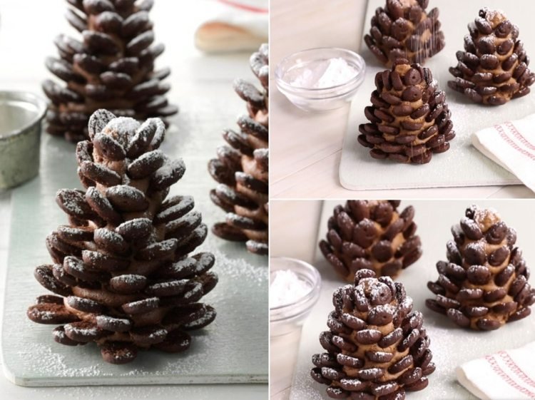 Z kukuričných vločiek s práškovým cukrom urobte šišky