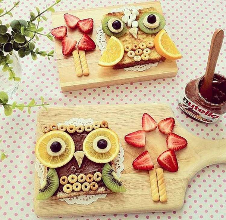 Ozdobte jedlom - motív sovičky na prípitku jedenie-deti-inšpirácia-malé-deti-raňajky-zdravá-sova-stulle-nutella