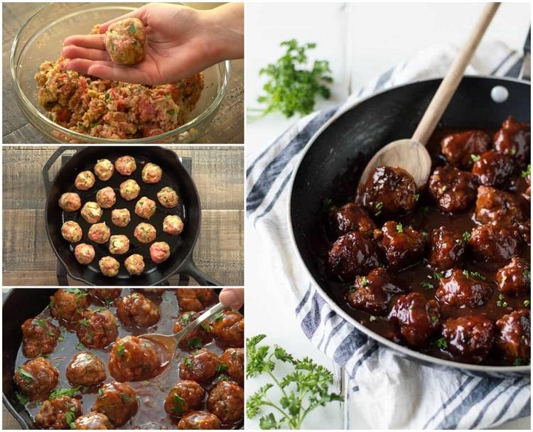 Výdatné jedlo pre mužov guľôčky z mletého mäsa s omáčkou