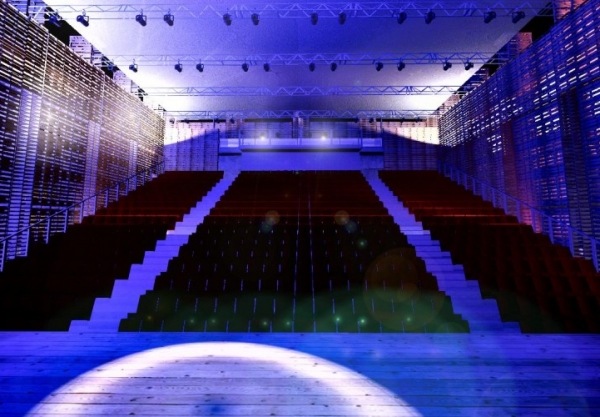 Quebec Opera Design interiéru drevená paleta stavebný materiál Quebec Opera House Interiérový dizajn Drevený paletový stavebný materiál