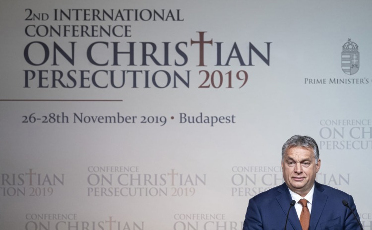 Victor Orban na tlačovej konferencii v Budapešti