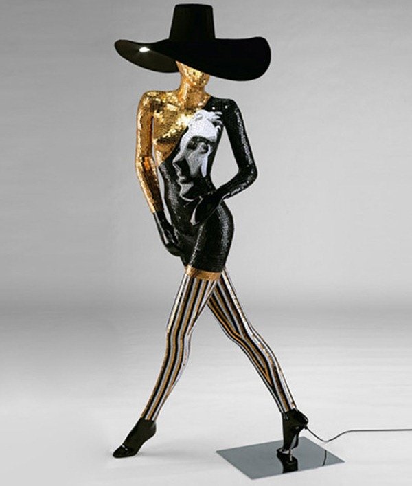 wblamp stojanová lampa mozaika skluptur sicis zlatá