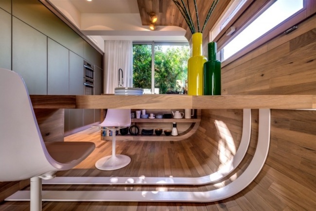 Byt-podkrovný štýl v Tel Avive TLV-Vyrazte si von, jedálenský kút, vzhľad nerezová oceľ