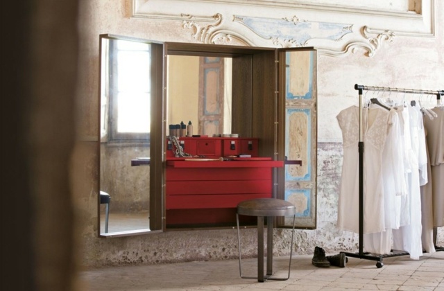 Kúpeľňový nábytok Zostava toaletného stolíka z dreva a umývadla