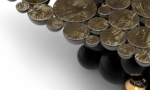 jedálenský stôl dizajn bocadolobo zlaté čierne orechové drevo