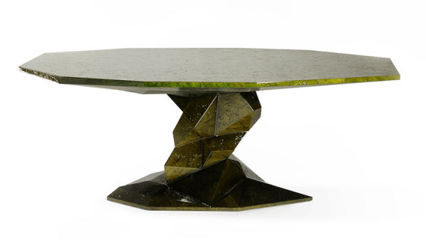 jedálenský stôl dizajn bocadolobo bonsai dažďový prales farebný fazetovaný