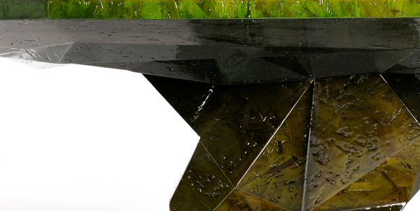 jedálenský stôl dizajn bocadolobo napätie drevo lesk lak zelený