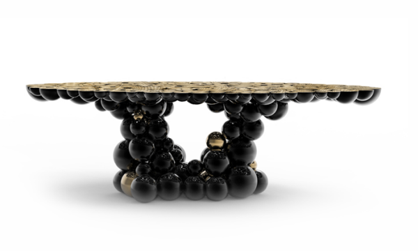 jedálenský stôl dizajn bocadolobo newtonové gule čierny lak