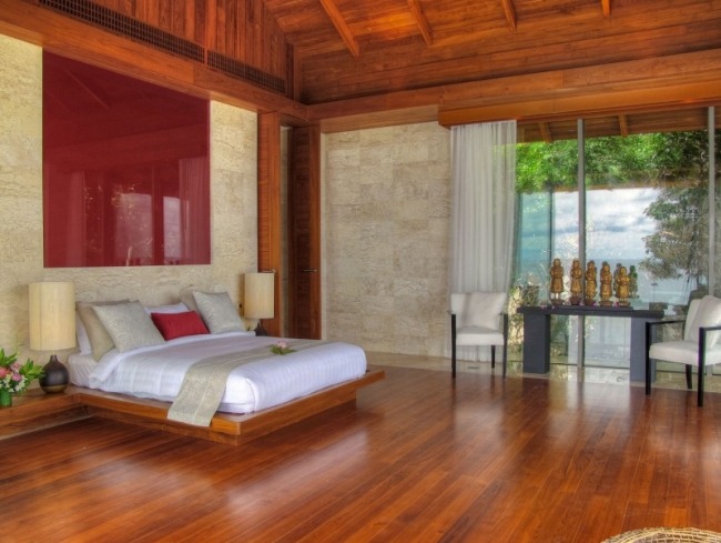 prázdninový dom zariadenie spálňa apartmány drevená posteľ ázijský štýl dom phuket zariadenie spálňa apartmány drevená posteľ ázijský štýl