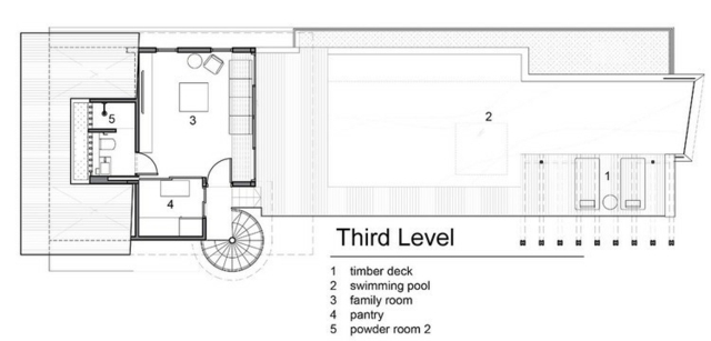 Bazén strešná terasa záhradný prístrešok pohľad na plán vyššie Pohľad na pôdorys záhradnej terasy so záhradným prístreškom