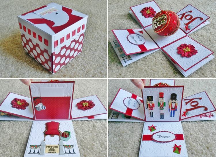 motívy krabičkového výbuchu nápady luskáčik santa claus snehuliak vianočné gule