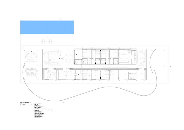 rozsiahly návrh zelenej strechy planárny dom Brazília zelená strecha murivo príroda zelený priestor architektúra pôdorys