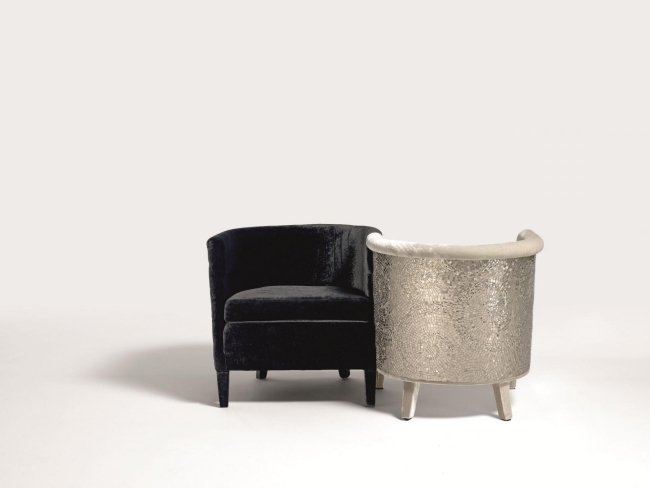 Kolekcia kresiel Tajomní milenci čierna a biela Kolekcia kresiel Tajomný milenec čiernobiely vzor