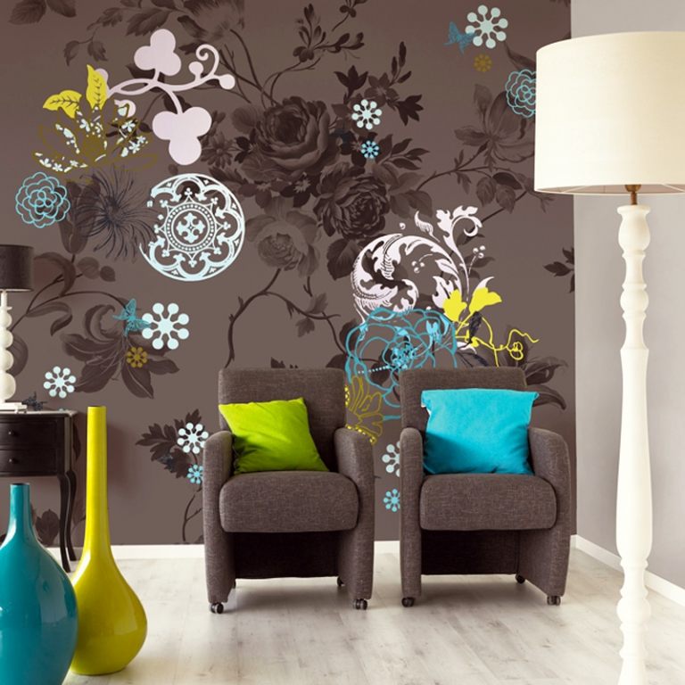 hnedé steny-farebné-nástenné samolepky