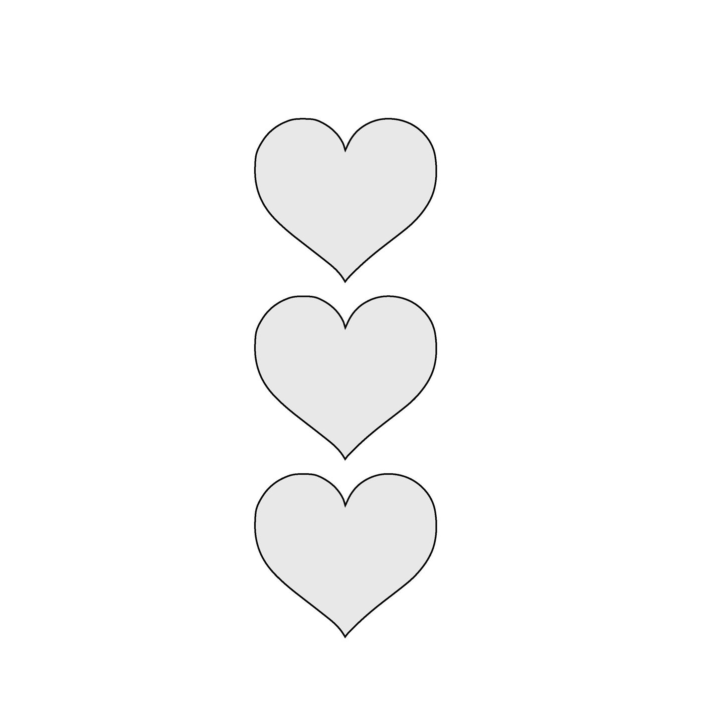 Šablóna umenia nití tri srdcia zvisle