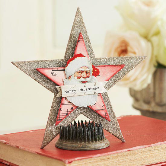 Poinsettia Santa Claus hudobný stromový vrchol Santa Claus si vyrobí stromček z hudobného papiera sám