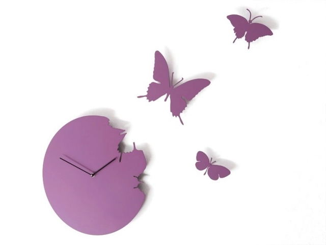 Nástenné hodiny motýle žiarivá orchidea BUTTERFLY Diamantini Domeniconi