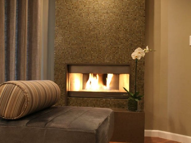 Čokoládovo hnedé akcenty domáce nápady krb Akcenty obývačka domov nápady krbová mozaika