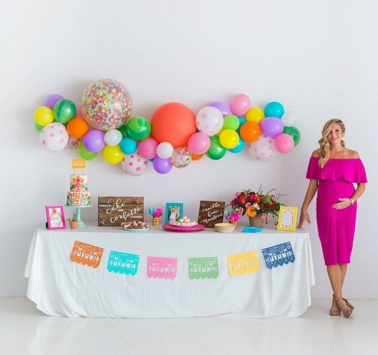 nápady na detskú sprchu farebná schéma farebné balónky dekorácia na stenu