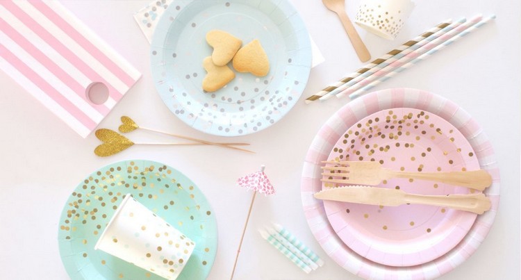 papierový tanier detská sprcha dekor posype