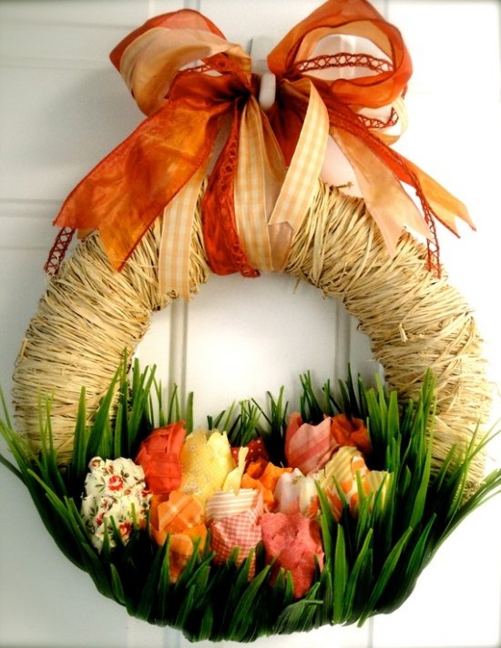 Veľkonočné veniec-drotár nápady-nádherné dekorácie dverí na stenu
