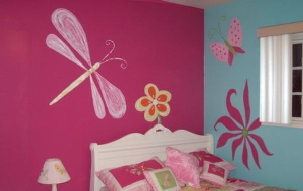 vážka-stena-farba-dizajn-nápad-dievča