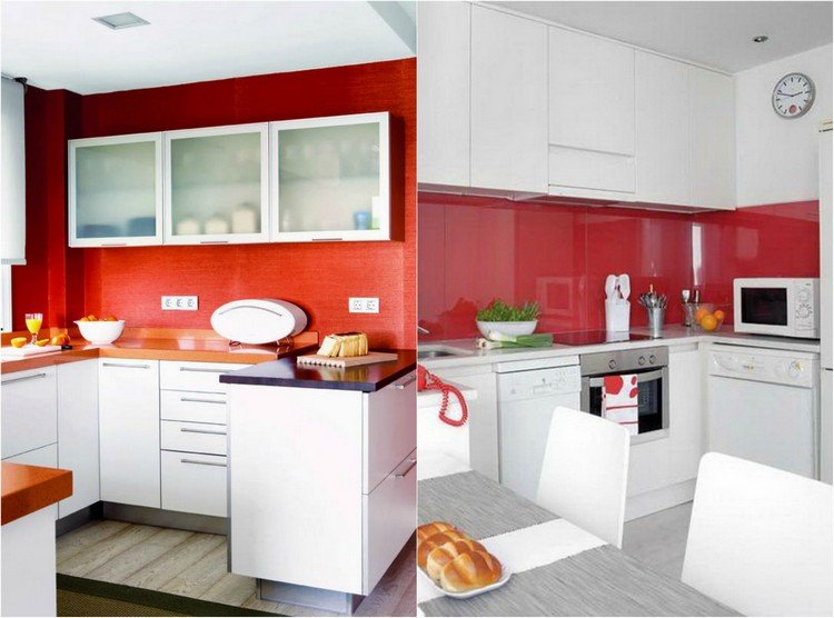 Farebné prevedenie pre biele kuchyne ochrana pred striekajúcou červenou stenou-farbou-sklom