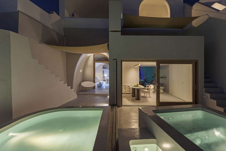 osvetlenie bazéna prázdninové domy santorínske jaskyne moderné