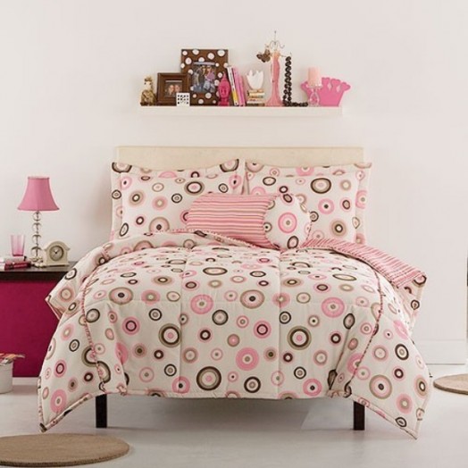 dospievajúca izba ružová posteľná bielizeň bodky do postieľky pre dievčatá