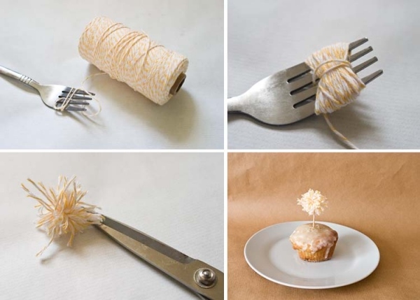 faschingsdeko párty nápad drotár cupcake pompon karnevalová dekorácia party cupcake pompon drotár