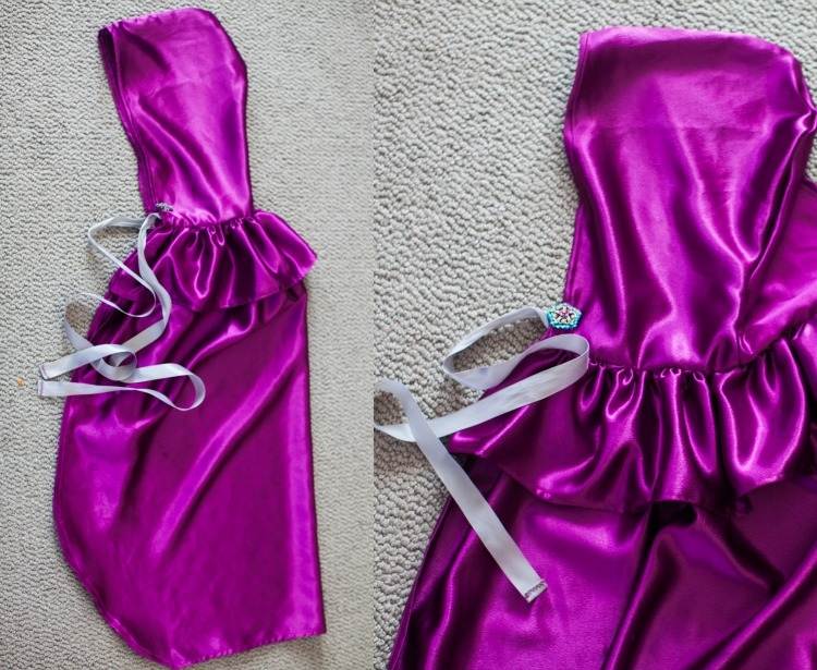 karnevalové kostýmy-deti-vyrobte si-ľadovú kráľovnú-annu-pelerínu-kapucňu-satén-tkaninu-purpurovú