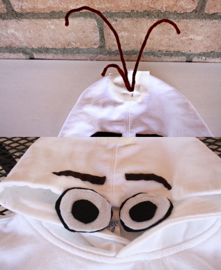 karnevalové kostýmy-deti-urobte si-ľadovú kráľovnú-olaf-batoľa-mikina-mikina-oči-návod