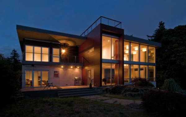 moderná architektúra drevený fasádny dizajn