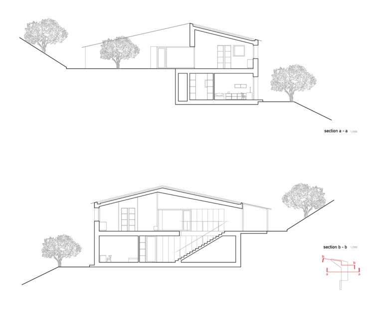 fasádne dosky pieskovcová vila taliansko bočný pohľad na plán