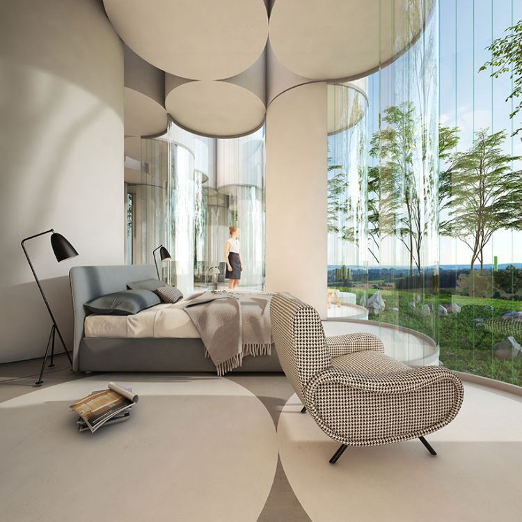 kreslo prírodný valec dom presklená predná časť na spanie