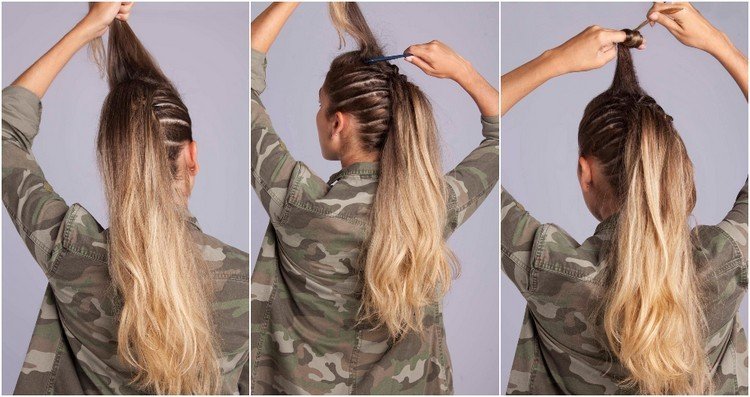 návod faux hawk top hair tease twirl