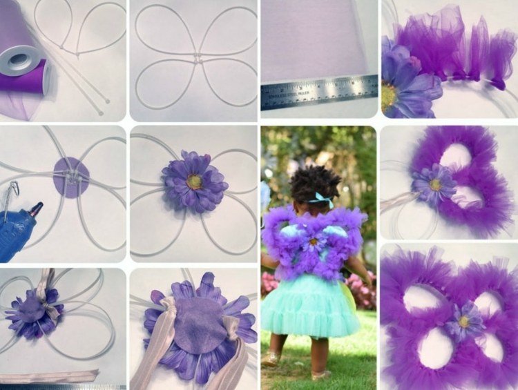 Tieto krídla sú vyrobené zo šnúry a tylu fairy-wing-tinker-tuell-flower-accent-purple-color-wire