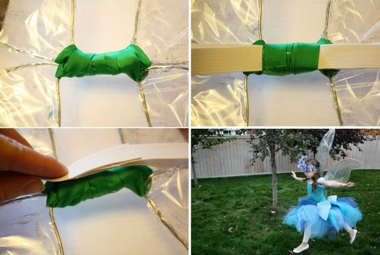 Krídla víl môžu byť ozdobené trblietkami a inými vecami víla krídla-drotár-zelená-stuha-kravata-doplnky-kostým-oslavovať