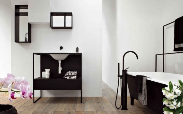 Zucchetti-Kos mixovací vodovodný kúpeľ moderný čiernobiely