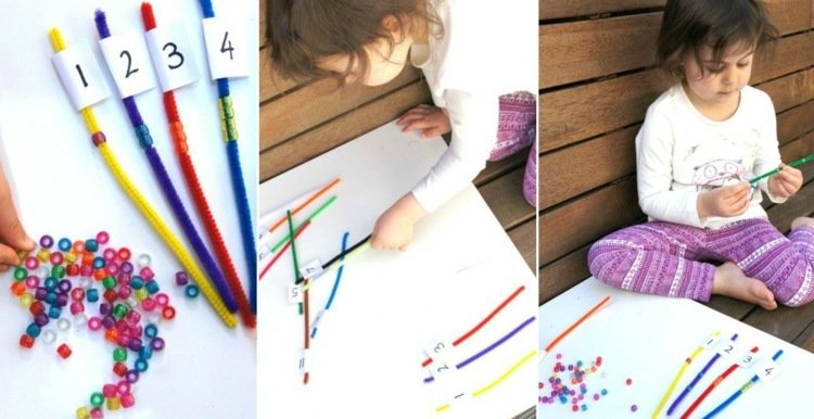 podporovať jemnú motoriku deti-čističe rúrok-drotárstvo-korálky-učenie-čísla