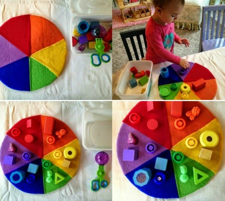 podporovať jemnú motoriku deti-plsť-dúhové-trojuholníky-šitie-hračiek-aranžovanie farieb-tipy