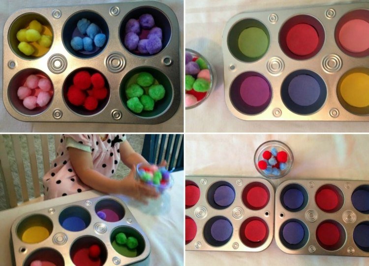 deti sa hrajú na bambuľkách-farebné-hrajú-muffiny-plechovky-robia majstrovanie