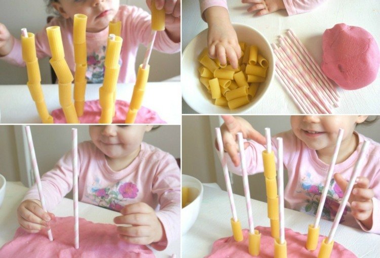 Cvičenie na podporu jemnej motoriky-deti-nápady-diy-prútiky-cesto-rezance-presné-pohybové cvičenia