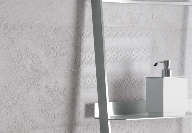 porcelánový kameninový obklad do steny reliéf biely fioranský