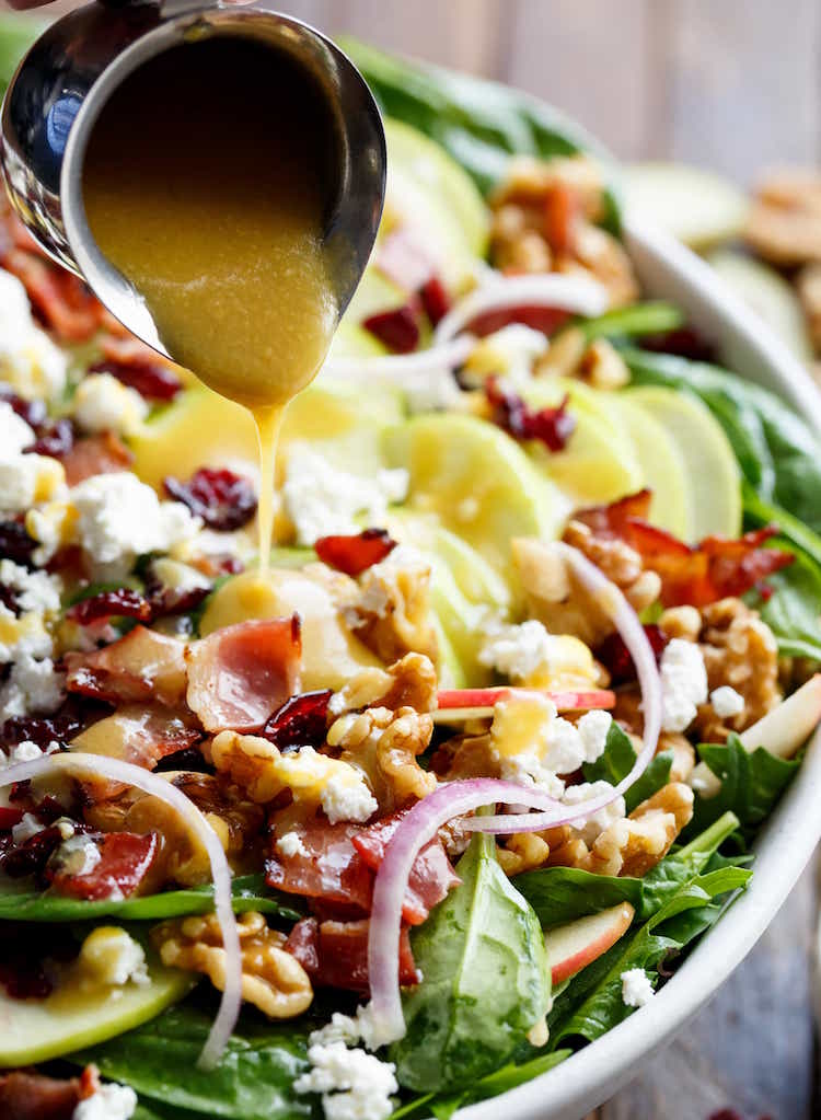 jahňací šalát recept dressing med horčica brusnice slanina