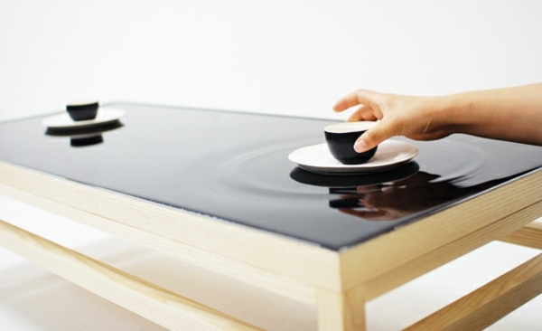 šálka vody v ázijskom štýle Čajová voda vlní moderný dizajn nábytku