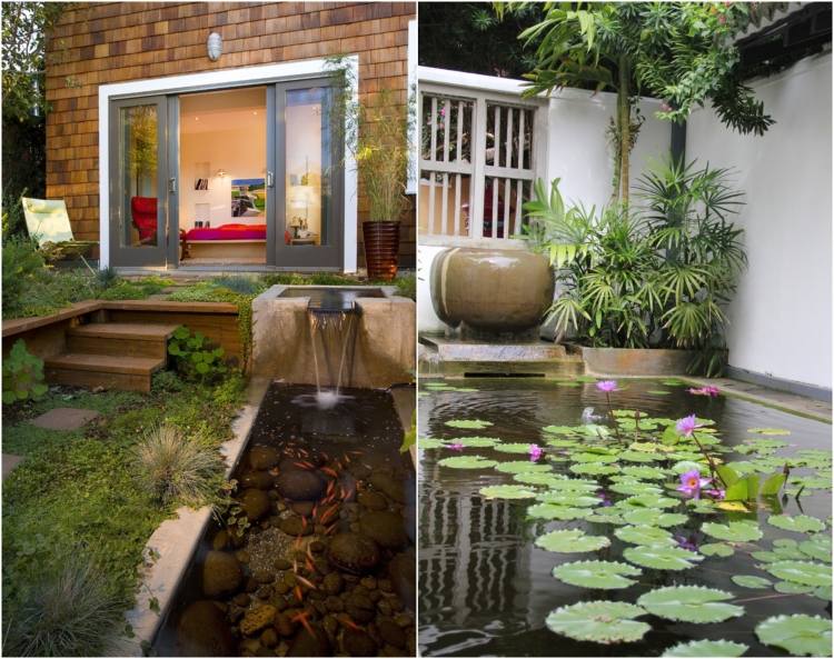 Feng Shui záhradný dizajn jazierko-ryba-lekno