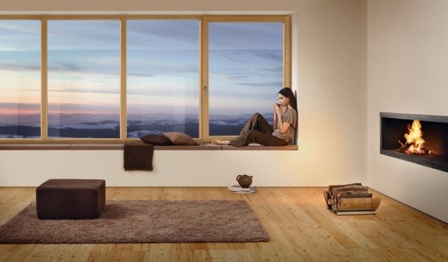 Okná Dvere Okenná sedačka Josko, drevený rám